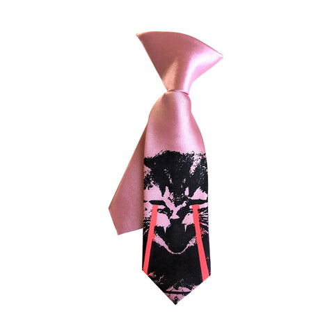 Angry Raving Laser Kitten kids tie. Boys clip-on cat necktie, glowing eyes.