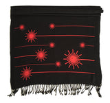 red and black laser radiation warning scarf