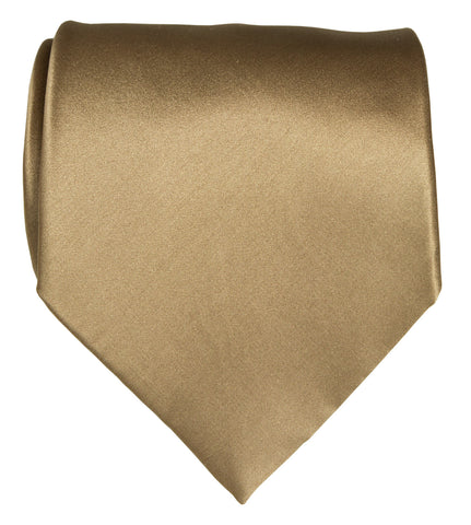 Latte Necktie. Tan Solid Color Satin Finish Tie, No Print
