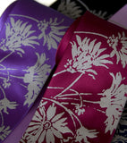 Taupe ink on purple, raspberry.