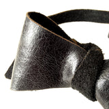 Black Cracked Gloss Leather Bow Tie