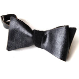 Black Cracked Gloss Leather Bow Tie