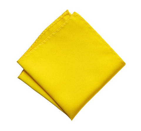 Lemon Yellow Pocket Square. Solid Color Satin Finish, No Print