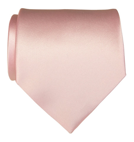 Light Pink Necktie. Solid Color Satin Finish Tie, No Print