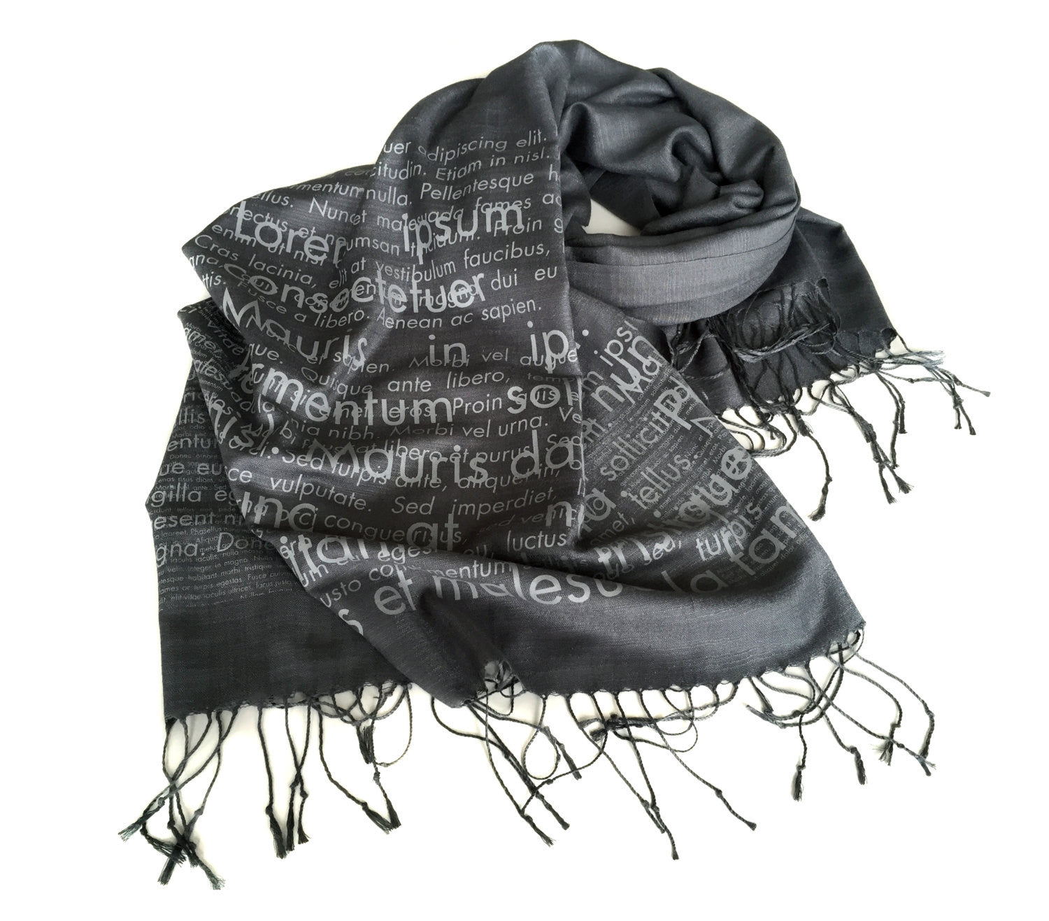 Monogram Blanket Shawl - Oversized Square Black Scarf