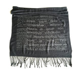 Lorem Ipsum Scarf: Pale grey on charcoal.