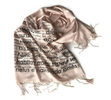 Lorem Ipsum Scarf: Black on blush.