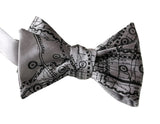 Los Angeles County Map Bow Tie, Black on Silver Tie, by Cyberoptix