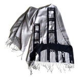 Navy on silver pashmina