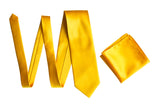Medium Yellow necktie, marigold solid color tie for weddings by Cyberoptix Tie Lab