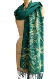 Cannabis Pashmina Scarf. Marijuana leaf printed bamboo scarf