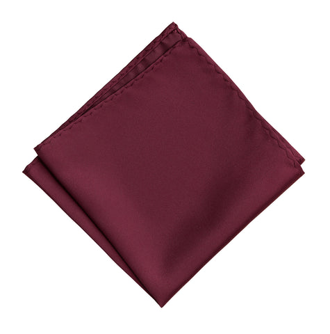 Maroon Pocket Square. Solid Color Dark Red Satin Finish, No Print