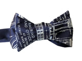 MCS Detroit Blueprint Bow Tie, Platinum on Navy Blue Tie, by Cyberoptix