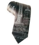 Detroit Train Station Blueprint necktie