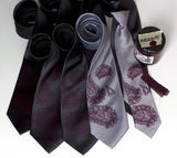  Custom wedding set - aubergine ink on charcoal, silver.