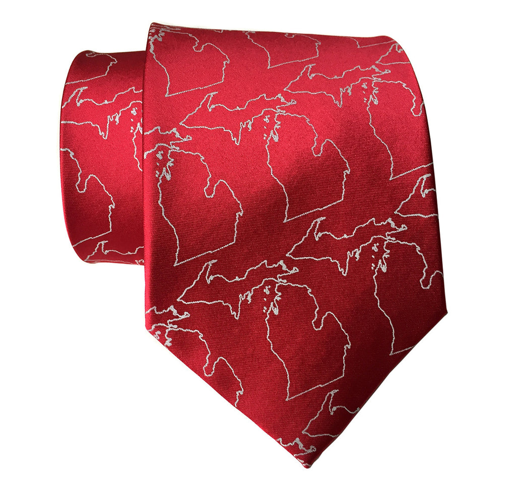 State of Michigan Necktie. Michigan Map Outline Tie