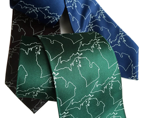 Michigan Outline Necktie, Michigan Mitten Map Tie