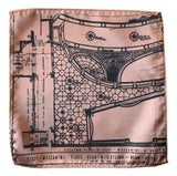 Capitol Theatre Blueprint Pocket Square, Pale Copper. Detroit Opera House