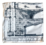 Capitol Theatre Blueprint Pocket Square, Cream. Detroit Opera House