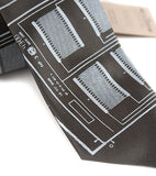Microchip Circuit Board Necktie. Silver on olive.