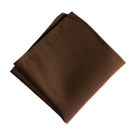 Milk Chocolate Brown Pocket Square. Solid Color Satin Finish, No Print