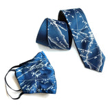 Milky Way Galaxy Face Mask and Tie, French Blue