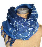 Milky Way Celestial print blue ombre pashmina scarf, by Cyberoptix