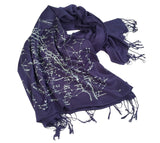 constellation print scarf, navy blue