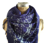 star chart print scarf, navy blue