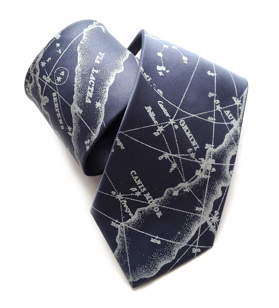 Milky Way Galaxy silk necktie, star chart tie.