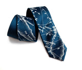 blue night sky print necktie