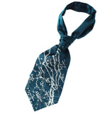 Milky Way Cravat tie. Ice blue peacock ascot.