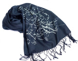 Navy Blue Milky Way Galaxy star chart scarf.