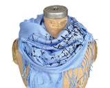 Milky Way Galaxy star chart scarf, sky blue.