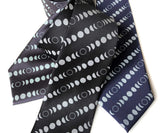 Moon Phases Necktie, Lunar Calendar Print Tie