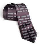 Morse Code necktie: Dove print on charcoal.