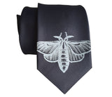 Gunmetal Grey Moth Print Necktie, by Cyberoptix