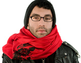 red and black motorcycle scarf