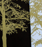 Aspen Tree Necktie: Moss green print on black.