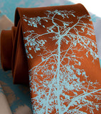 Aspen Necktie: Sky on cinnamon