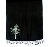  Sage ink on black pashmina.