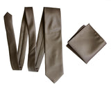 Dark brown solid color tie, mushroom wedding necktie by Cyberoptix Tie Lab