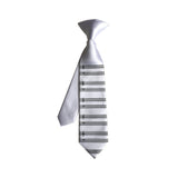 kids music neckties, white boys clip on tie