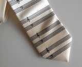 Music Paper Necktie: espresso on cream.