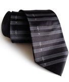 Sheet Music Necktie: Dove grey print on black.