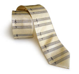 cream sheet music herringbone silk necktie