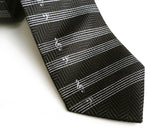 black sheet music herringbone silk necktie