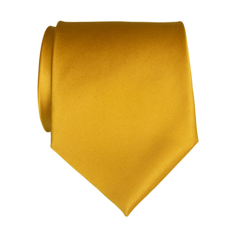 Mustard Yellow Necktie. Solid Color Satin Finish Tie, No Print