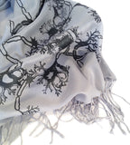 Neuron Scarf. Black pearl print on silver.