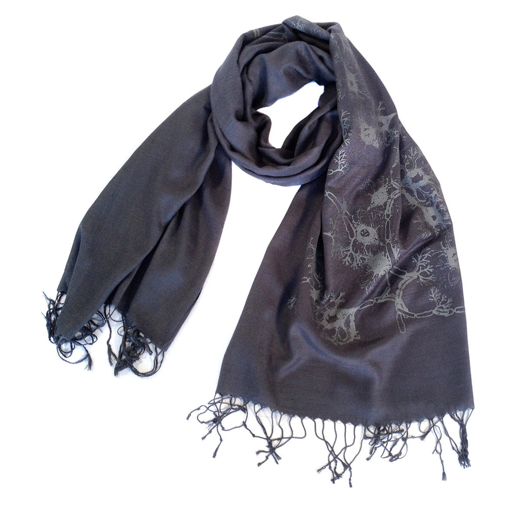 Oversized Mens Silk Scarf in Charcoal 